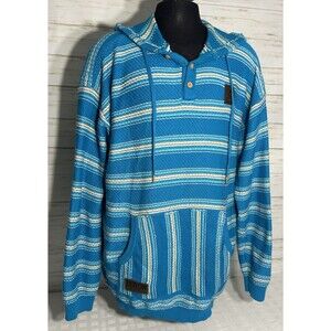 Dixxon Knit Sweater SIZE 3X Men Women Blue Stripped Hoodie Pullover shirt jacket